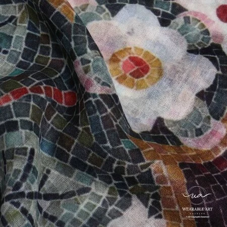 Venetian Art Deco Mosaic Macro Merino Silk Scarf