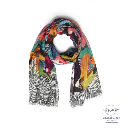 Toucans And Parrots At Play Cotton Modal Scarf
